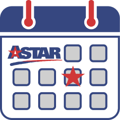 The illustration features a calendar with "ASTAR" elegantly inscribed at the top left corner, subtly integrating the keyword into its design. A striking red star marks one of the grid squares, adding a touch of intrigue.