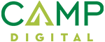 Logo with the text "CAMP DIGITAL" in green and yellow, featuring an upward arrow in the "A" of "CAMP.