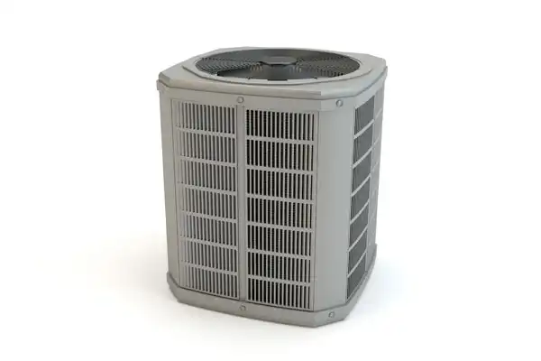 Air conditioning unit with a fan on top and vertical vents on the sides, shown against a white background.